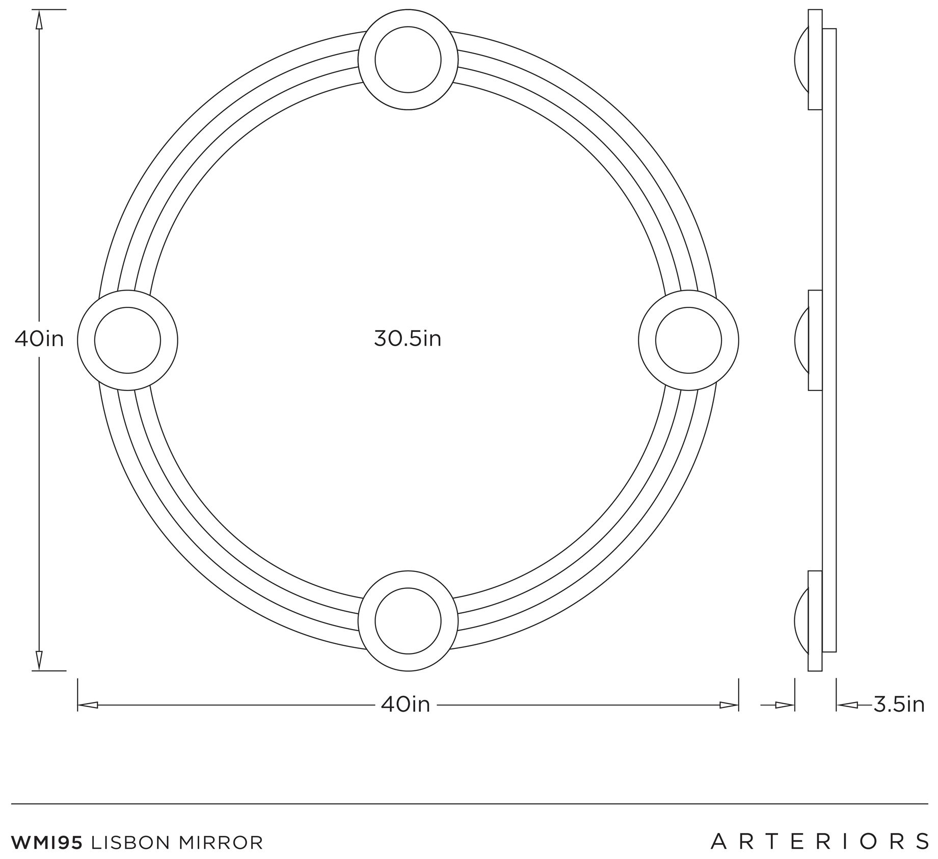 Arteriors Lisbon Brass Mirror Antique Brass