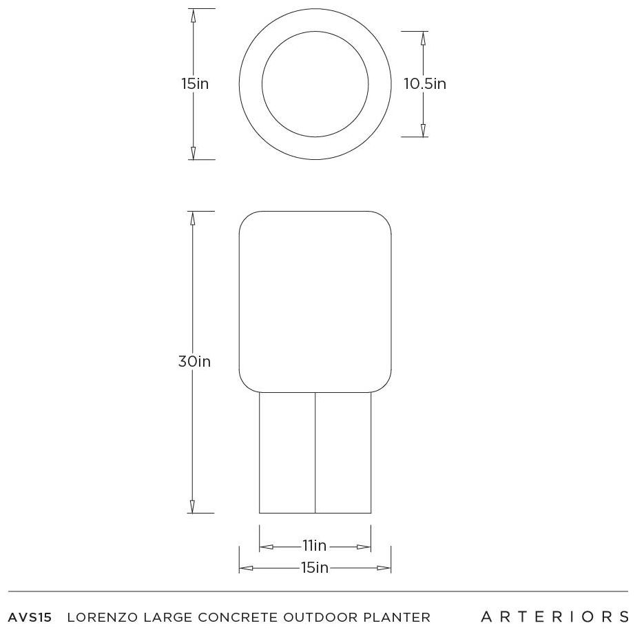 Arteriors Lorenzo Large Concrete Outdoor Planter Matte Black