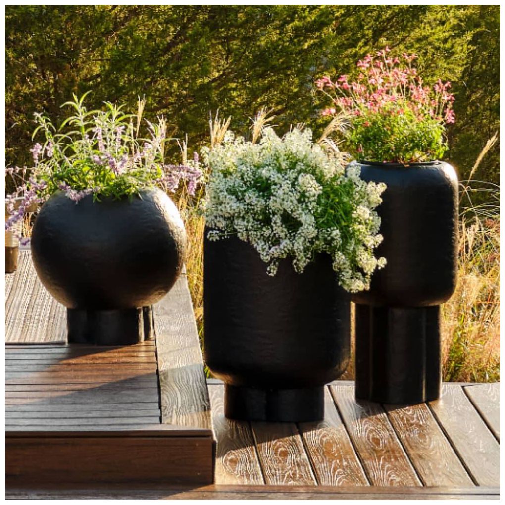 Arteriors Lorenzo Small Concrete Outdoor Planter Matte Black