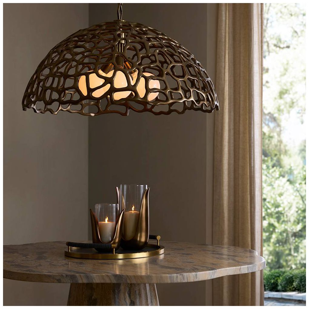 Arteriors Lotus Pendant 33" Antique Brass