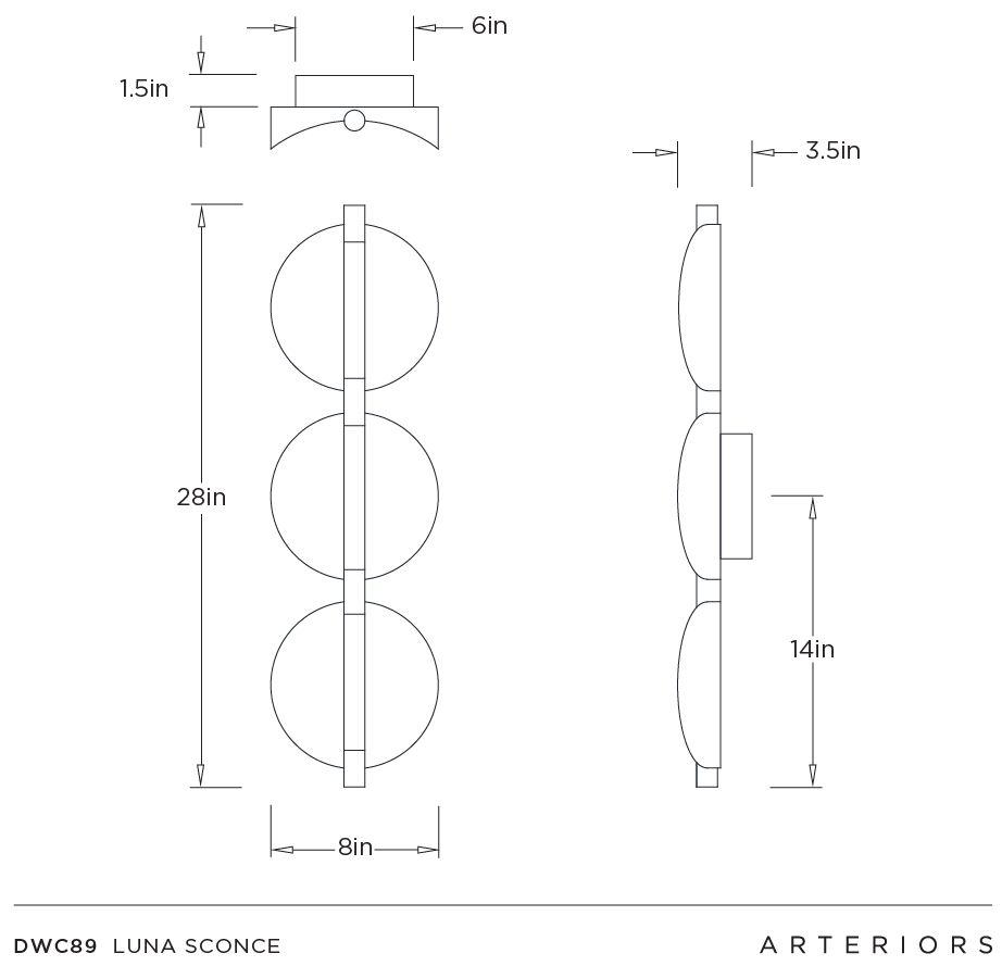 Arteriors Luna Aluminum Sconce 28" Bronze