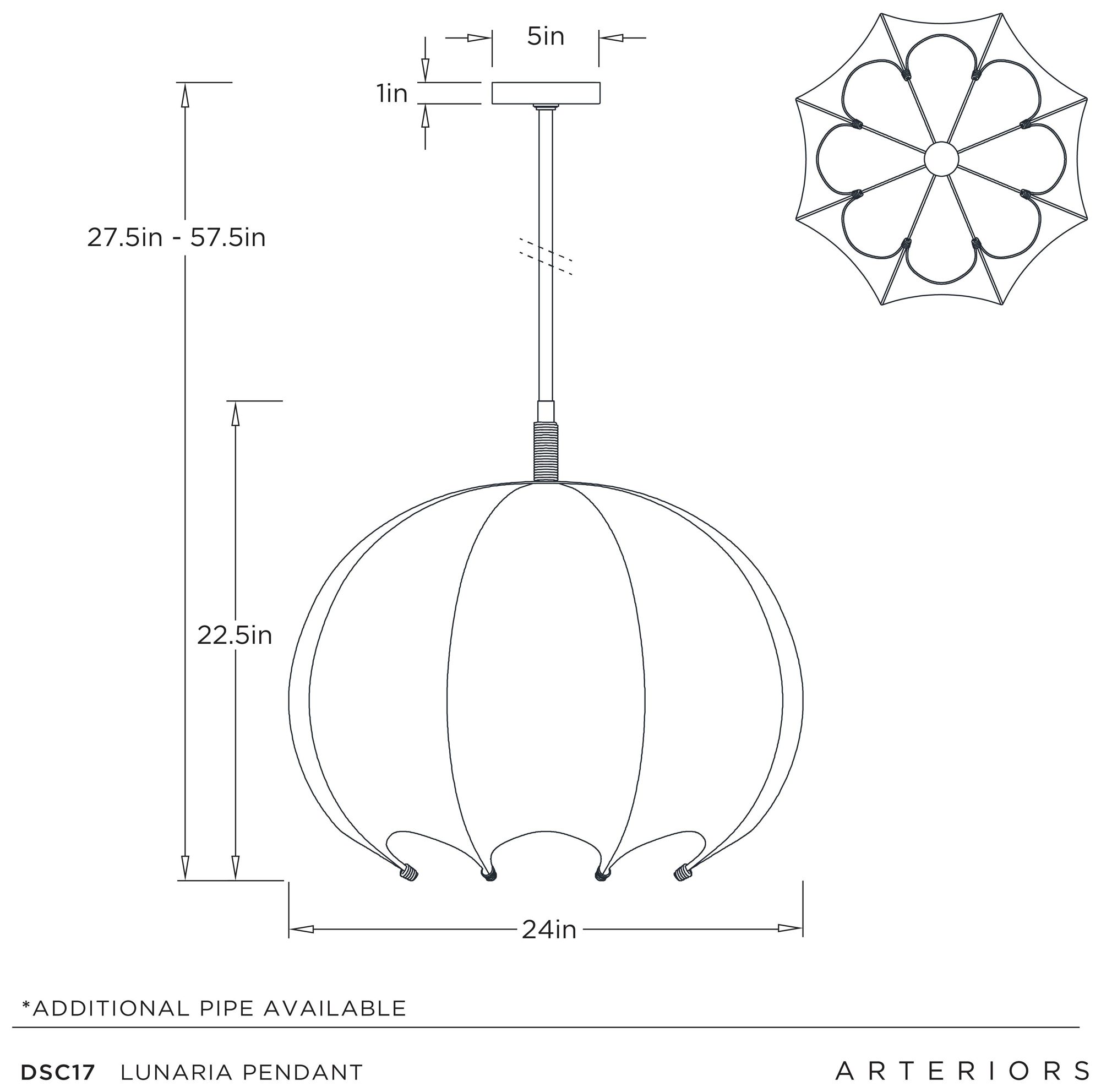 Arteriors Lunaria Pendant 24" Ivory
