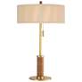 Arteriors Middlebury Brown Leather Lamp Antique Brass