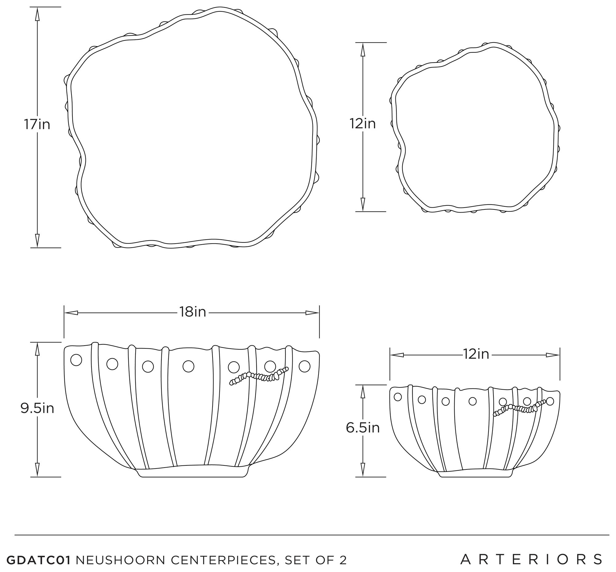 Arteriors Neushoorn Centerpieces, Set of 2 Ebony