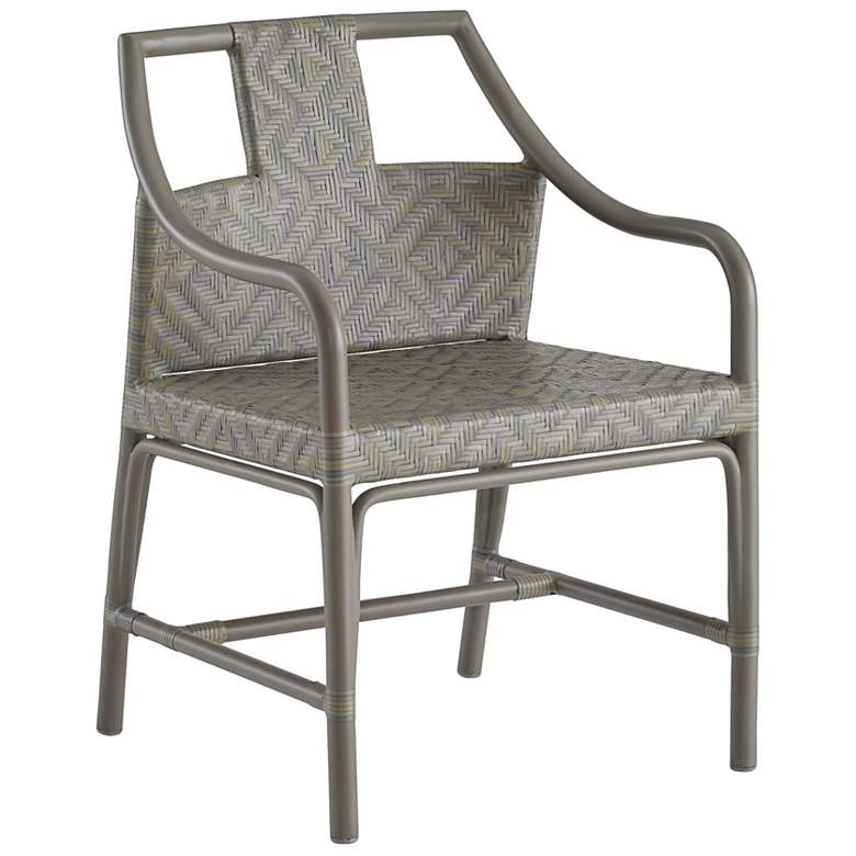 Image 2 Arteriors Newton Synthetic Rattan Outdoor Dining Chair Chartreaux Gray