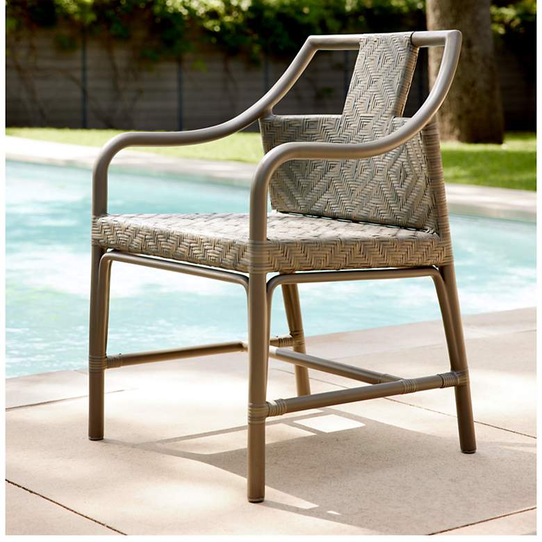 Image 1 Arteriors Newton Synthetic Rattan Outdoor Dining Chair Chartreaux Gray