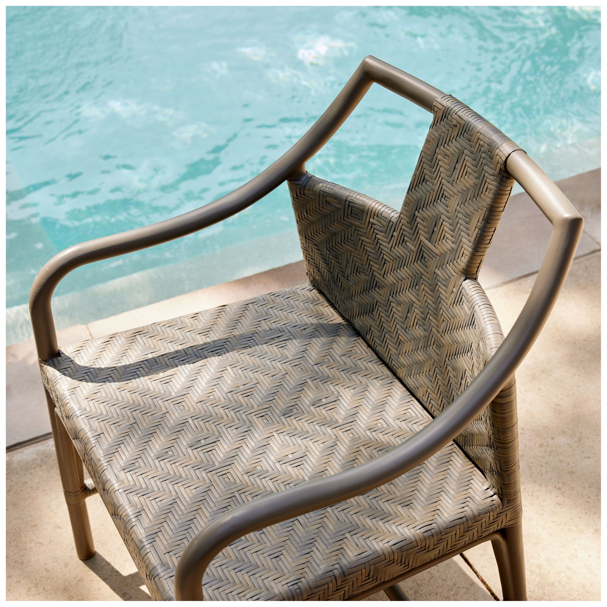 Arteriors Newton Synthetic Rattan Outdoor Dining Chair Chartreaux Gray