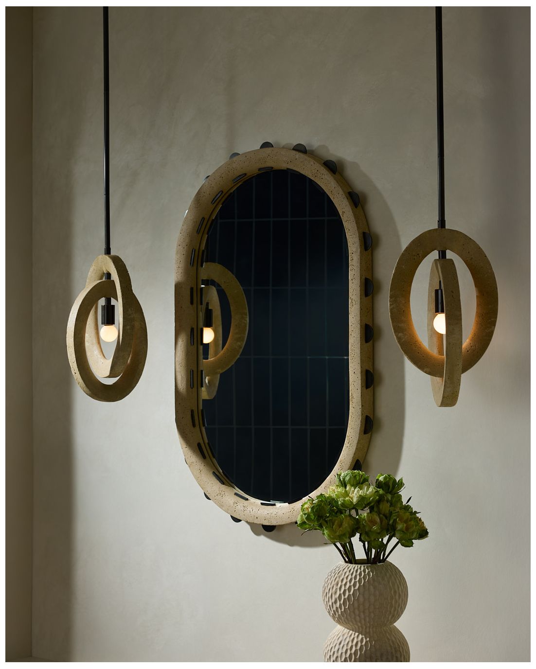 Arteriors Nicolai Resin Mirror Faux Travertine