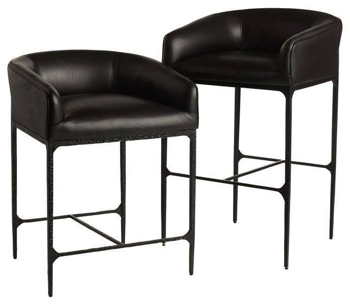Arteriors Osbourne Counter Stool Black Leather