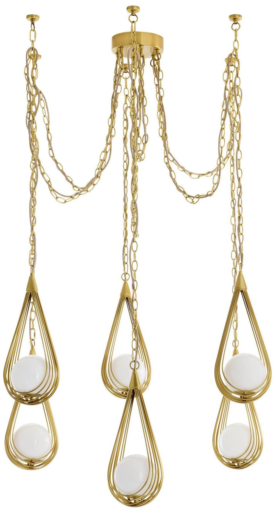 Image 2 Arteriors Ova Multi Drop Chandelier 38.5" Antique Brass more views