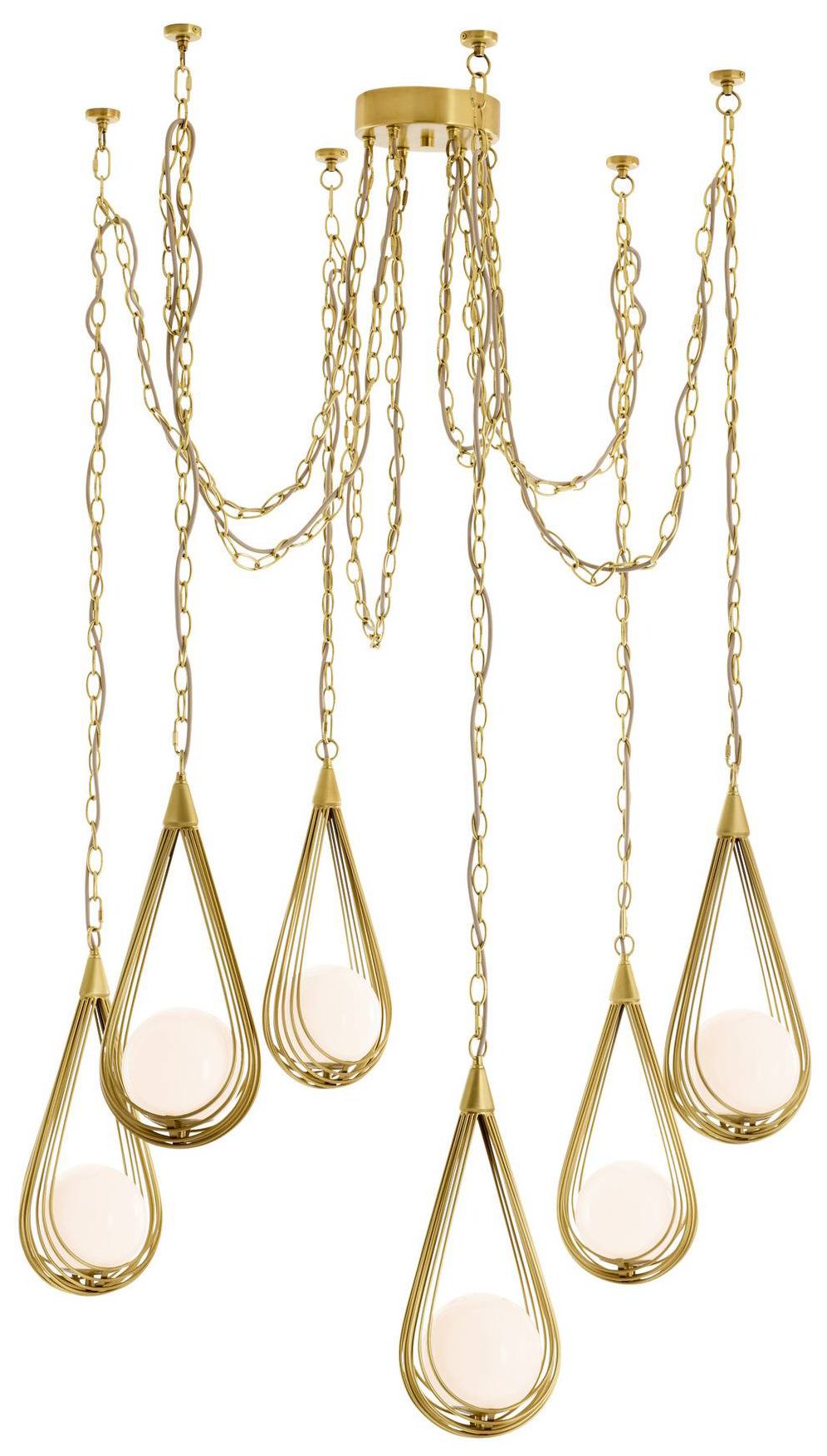 Image 3 Arteriors Ova Multi Drop Chandelier 38.5" Antique Brass more views