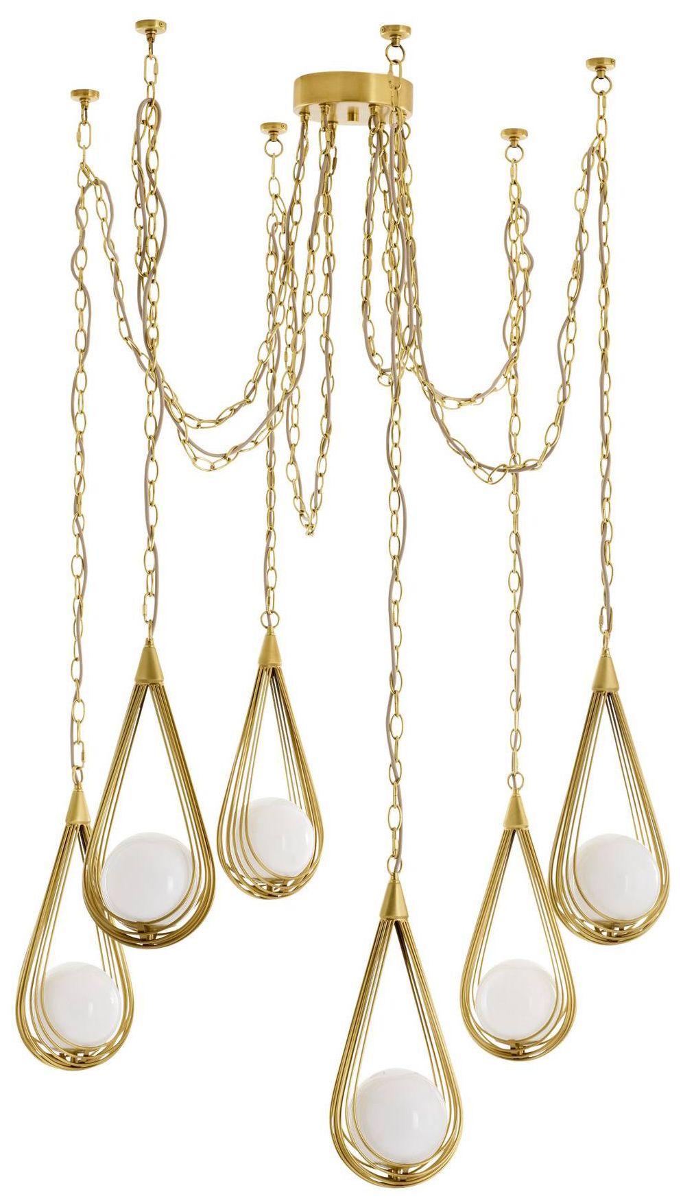 Image 4 Arteriors Ova Multi Drop Chandelier 38.5" Antique Brass more views