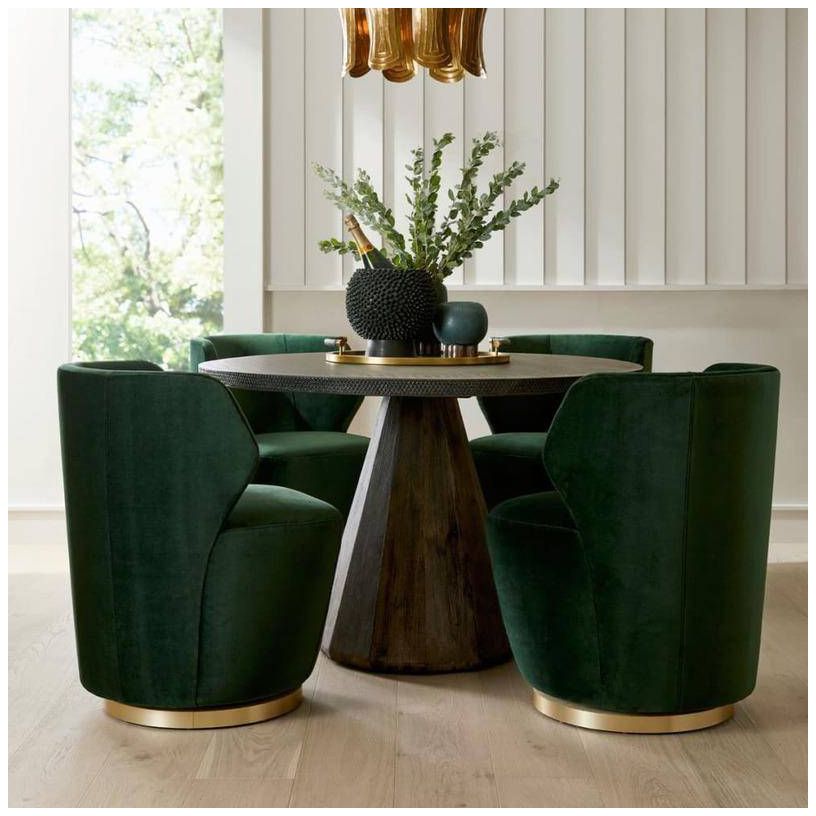 Arteriors Poppy Chair Forest Velvet Champagne Swivel Forest Velvet