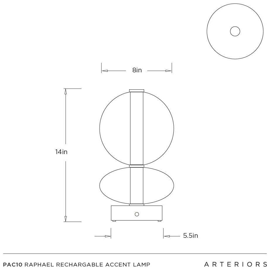 Image 6 Arteriors Raphael Rechargeable Accent Lamp Champagne Smoke more views