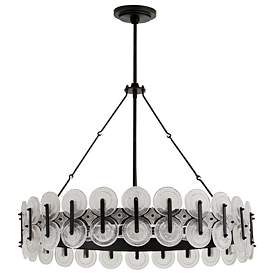 Image1 of ARTERIORS Rondelle Chandelier Blackened Iron, Clear Seedy Glass