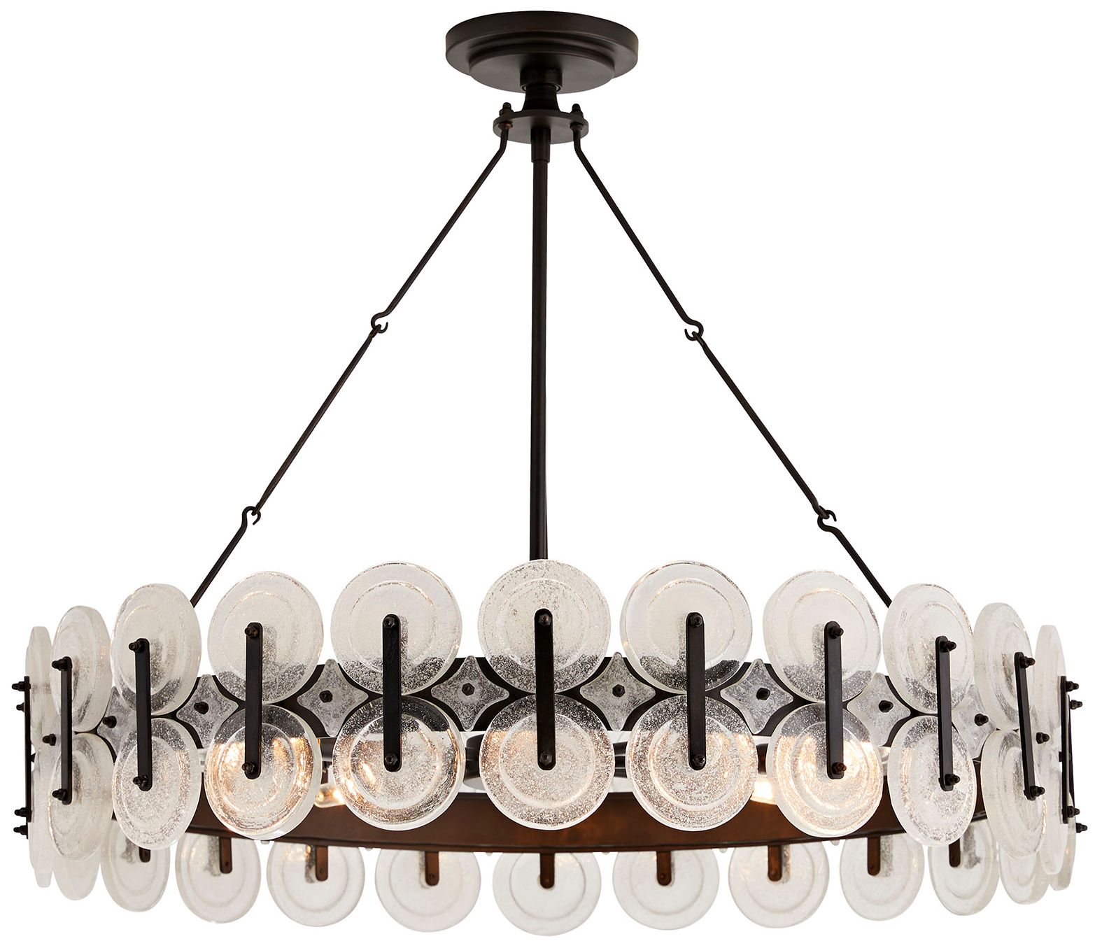Image 2 ARTERIORS Rondelle Chandelier Blackened Iron, Clear Seedy Glass more views