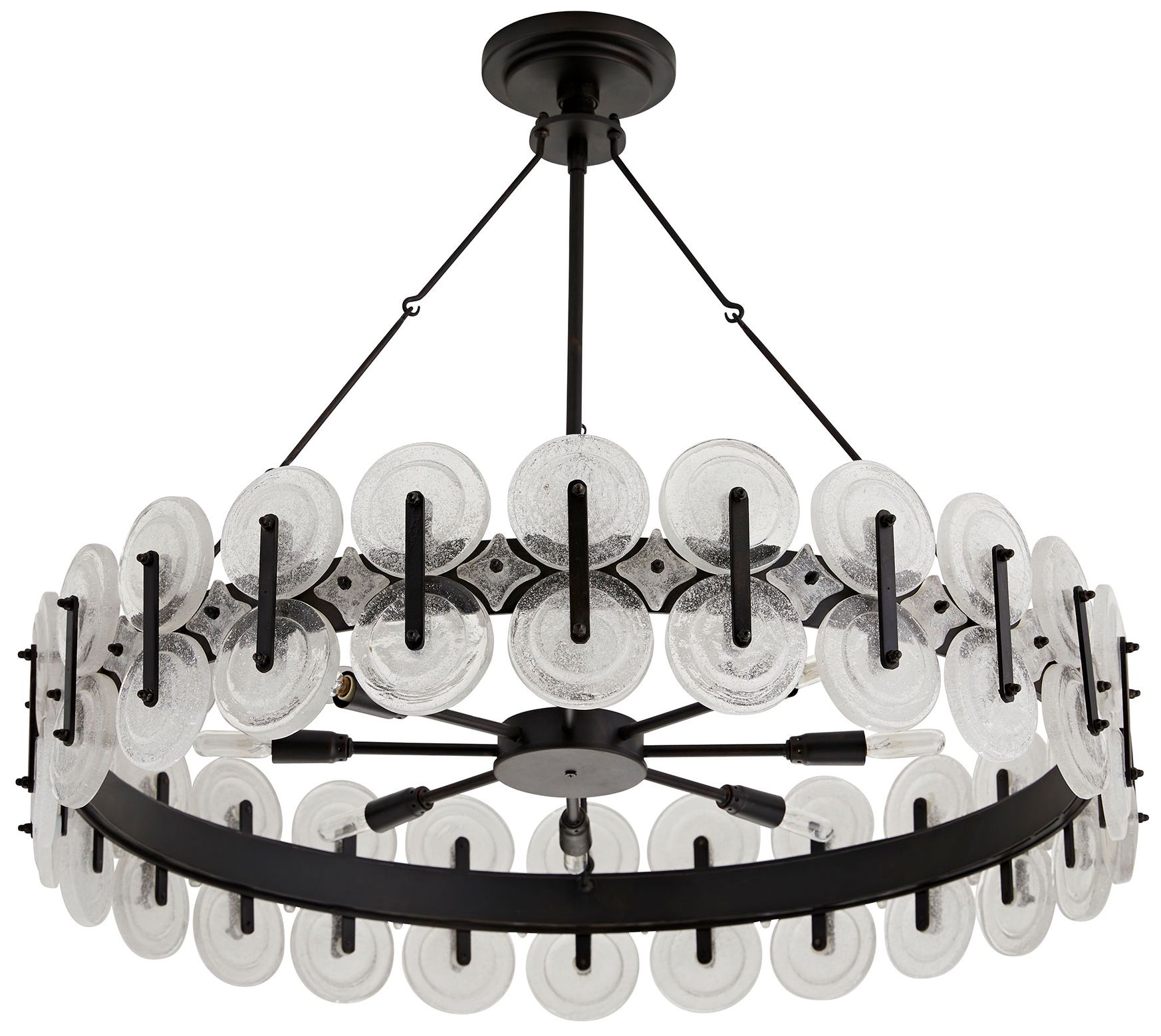 Image 3 ARTERIORS Rondelle Chandelier Blackened Iron, Clear Seedy Glass more views