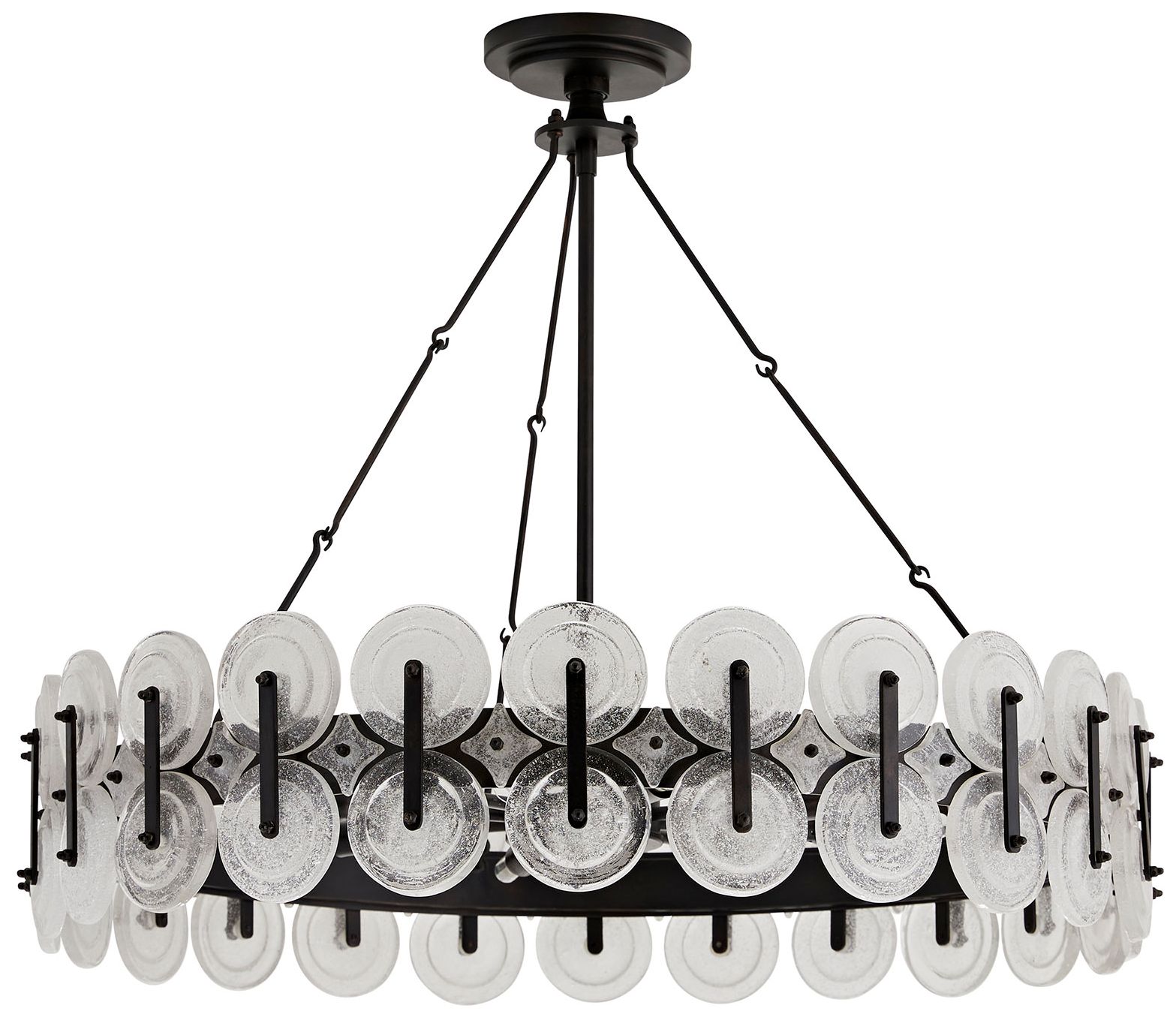 Image 5 ARTERIORS Rondelle Chandelier Blackened Iron, Clear Seedy Glass more views