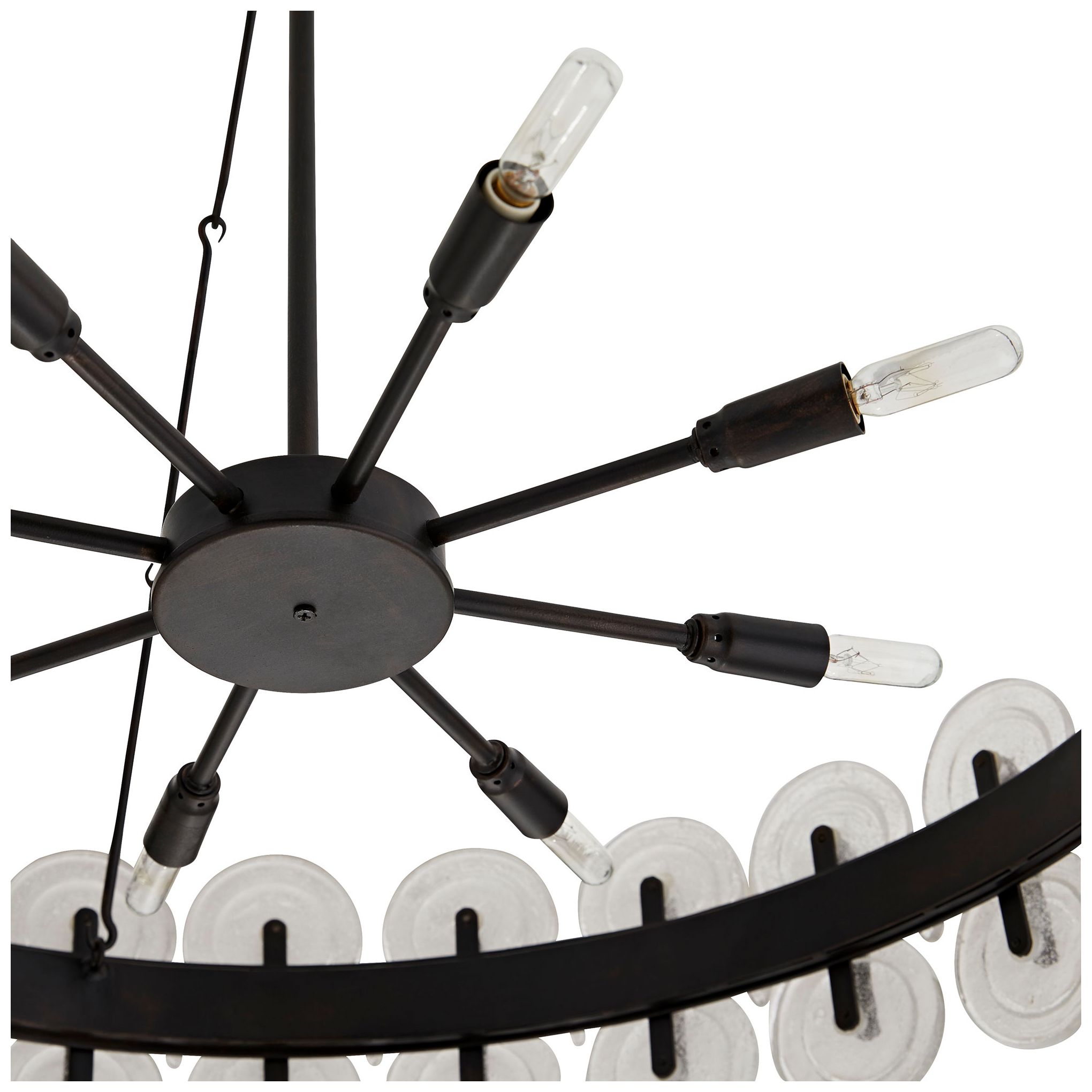 Image 6 ARTERIORS Rondelle Chandelier Blackened Iron, Clear Seedy Glass more views