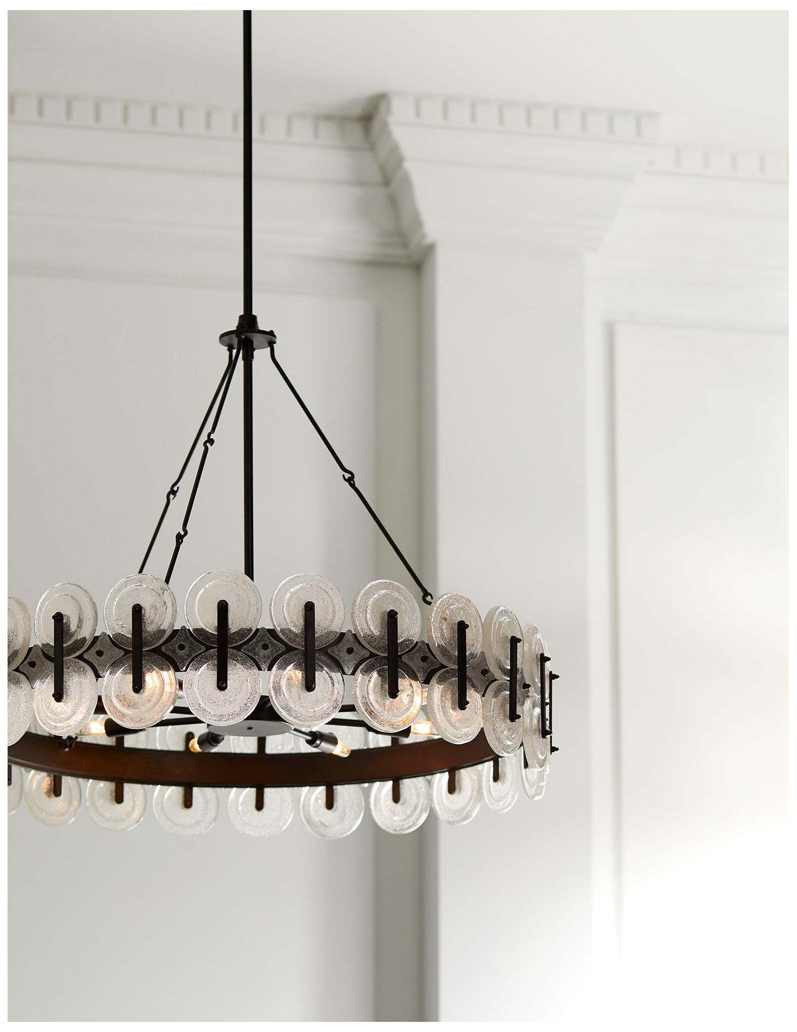 ARTERIORS Rondelle Chandelier Blackened Iron, Clear Seedy Glass