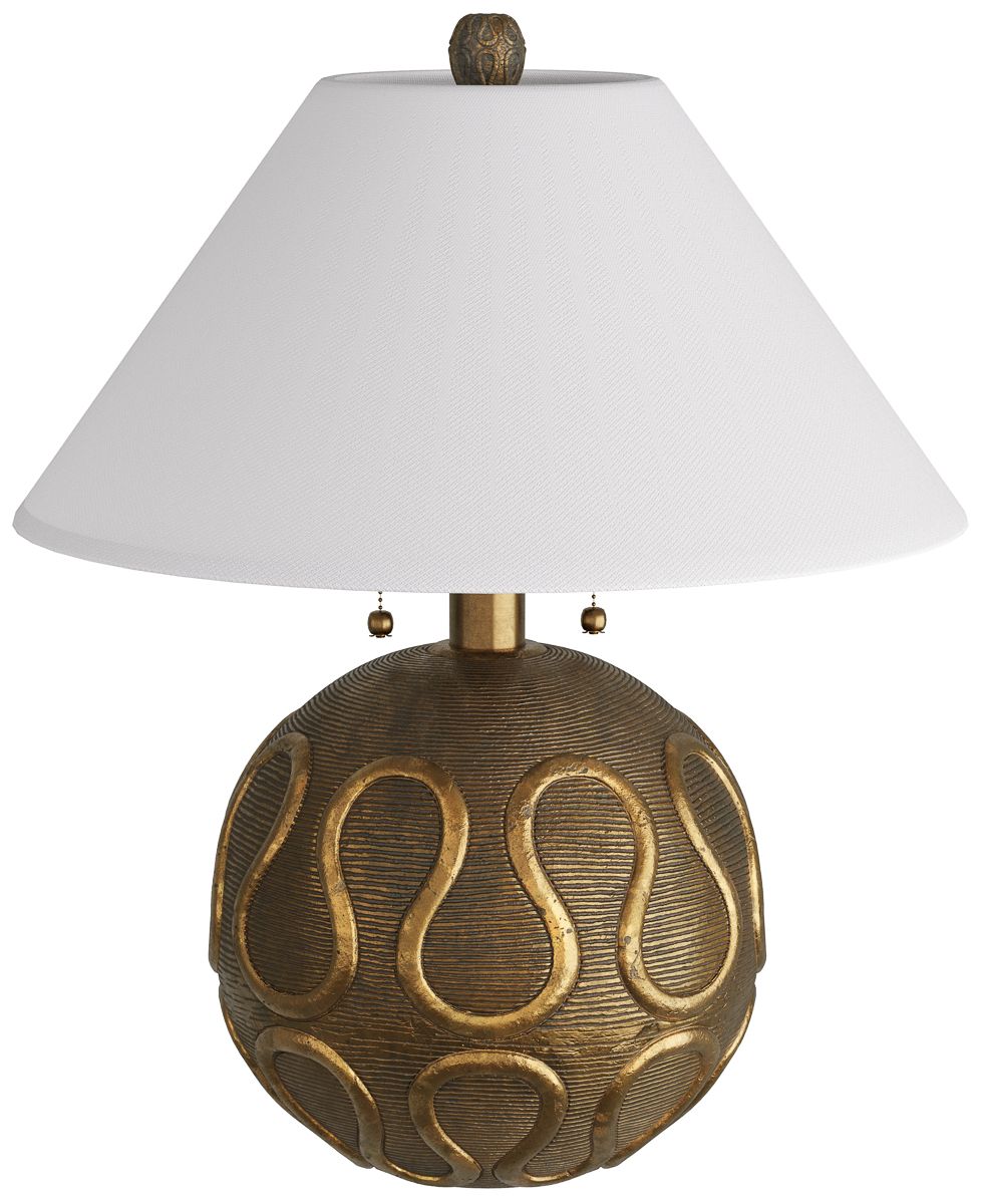 Image 3 Arteriors Serpiente 27" High Modern Vintage Brass Table Lamp more views