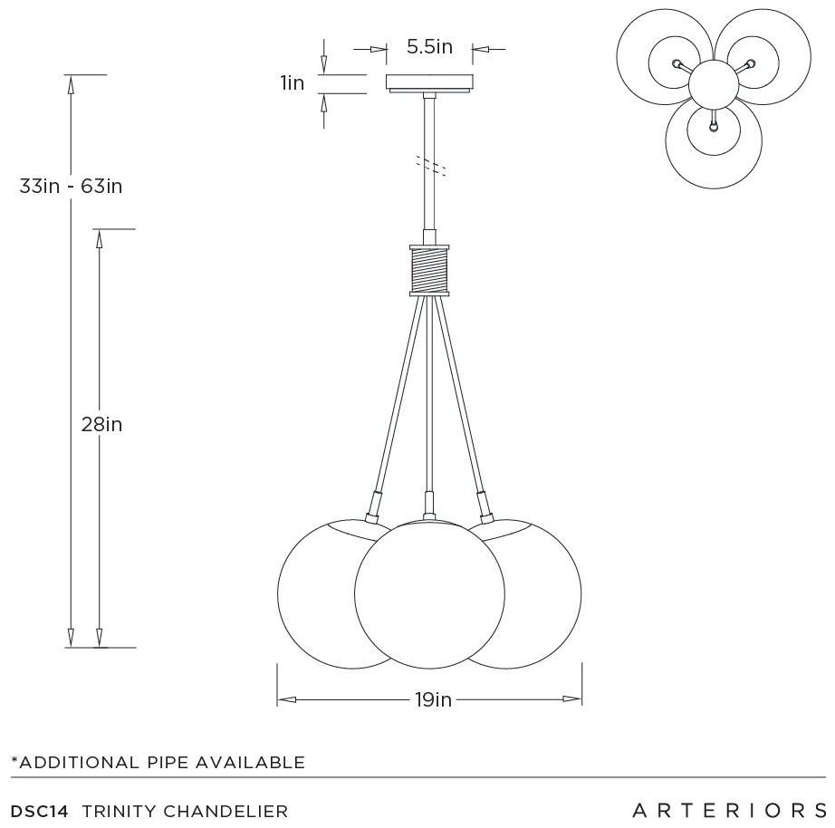 Arteriors Trinity Chandelier 19" Frost Ombre