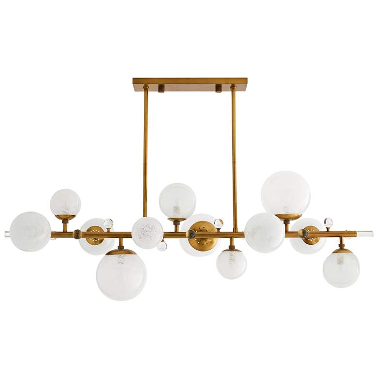 Image 1 Arteriors- Troon Chandelier- 56" Antique Brass, Opal Swirl Glass