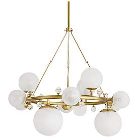 Image1 of Arteriors- Troon Round Chandelier- 36" Antique Brass, Opal Swirl Glass