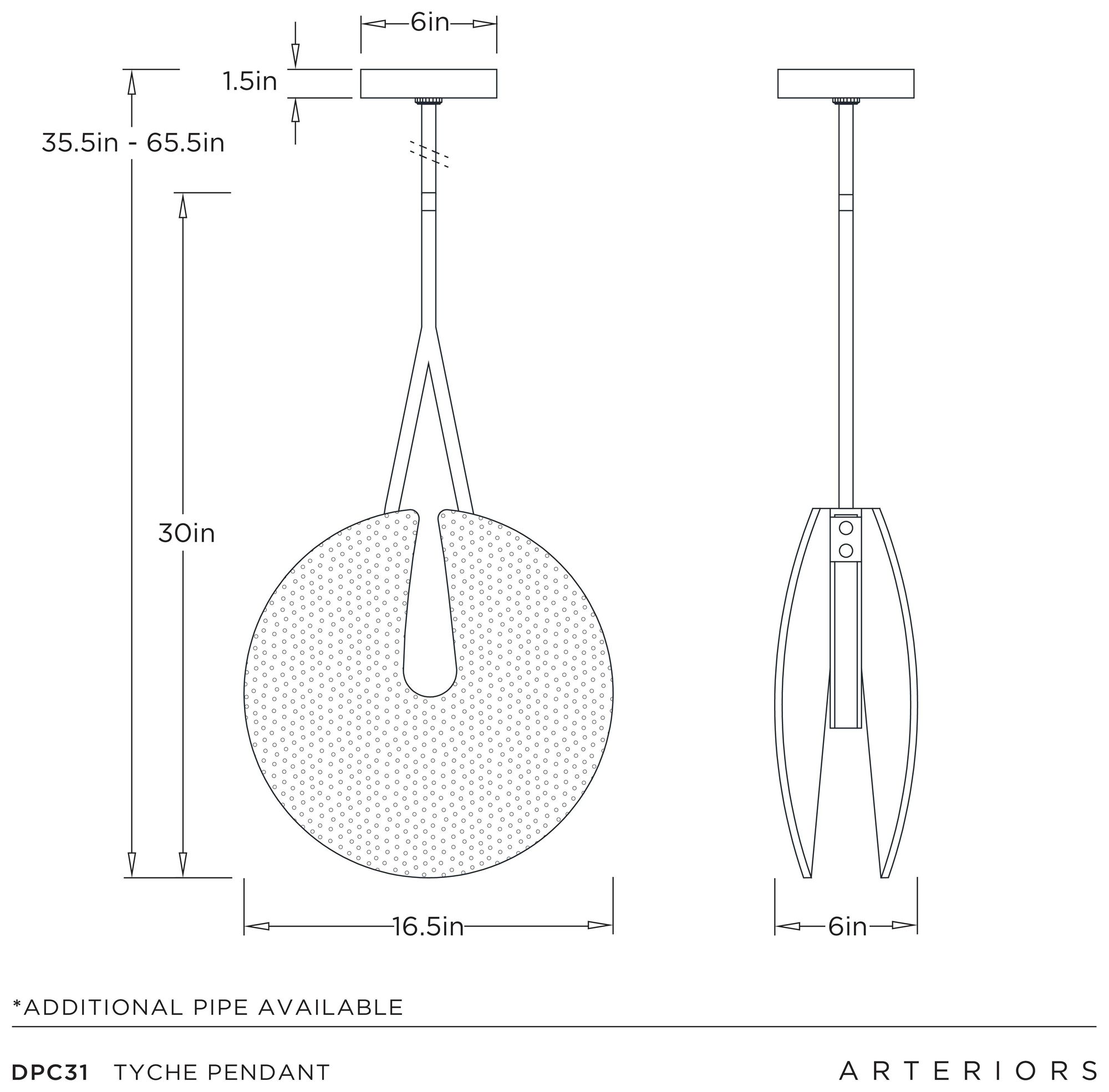 Arteriors Tyche Pendant 17" Bronze