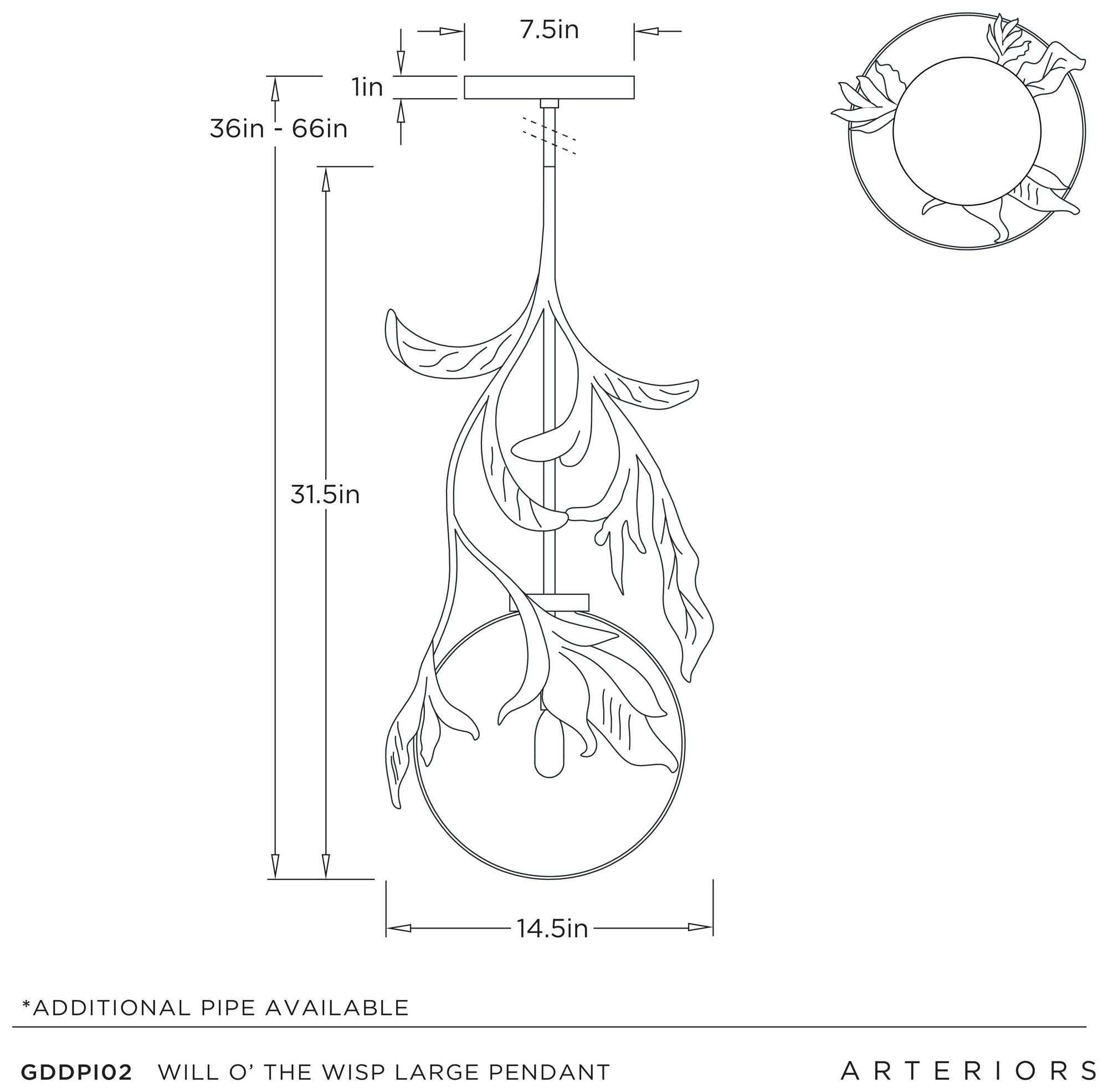 Arteriors Will O' the Wisp Large Pendant 14.5" Bronze