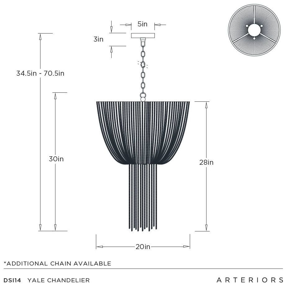 Arteriors Yale Chandelier 20" Aged Brass