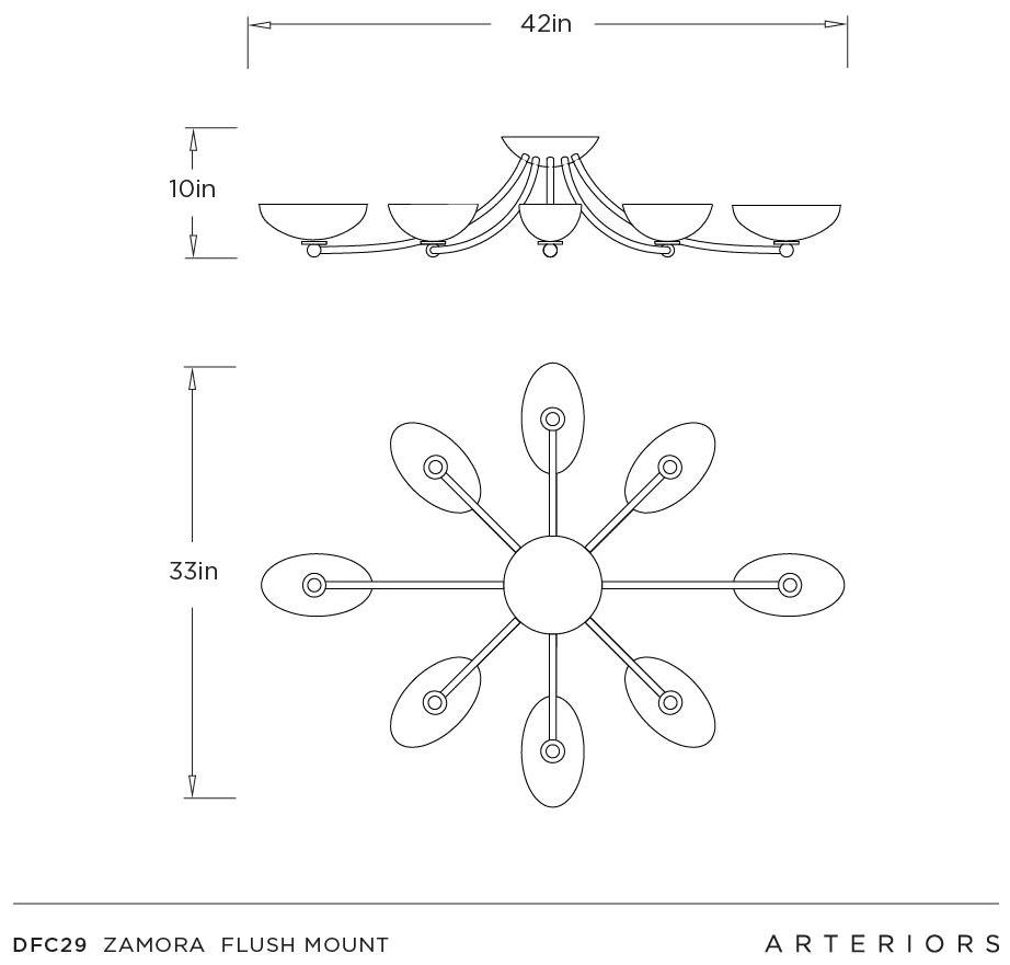 Arteriors Zamora Flush Mount 42" Antique Brass