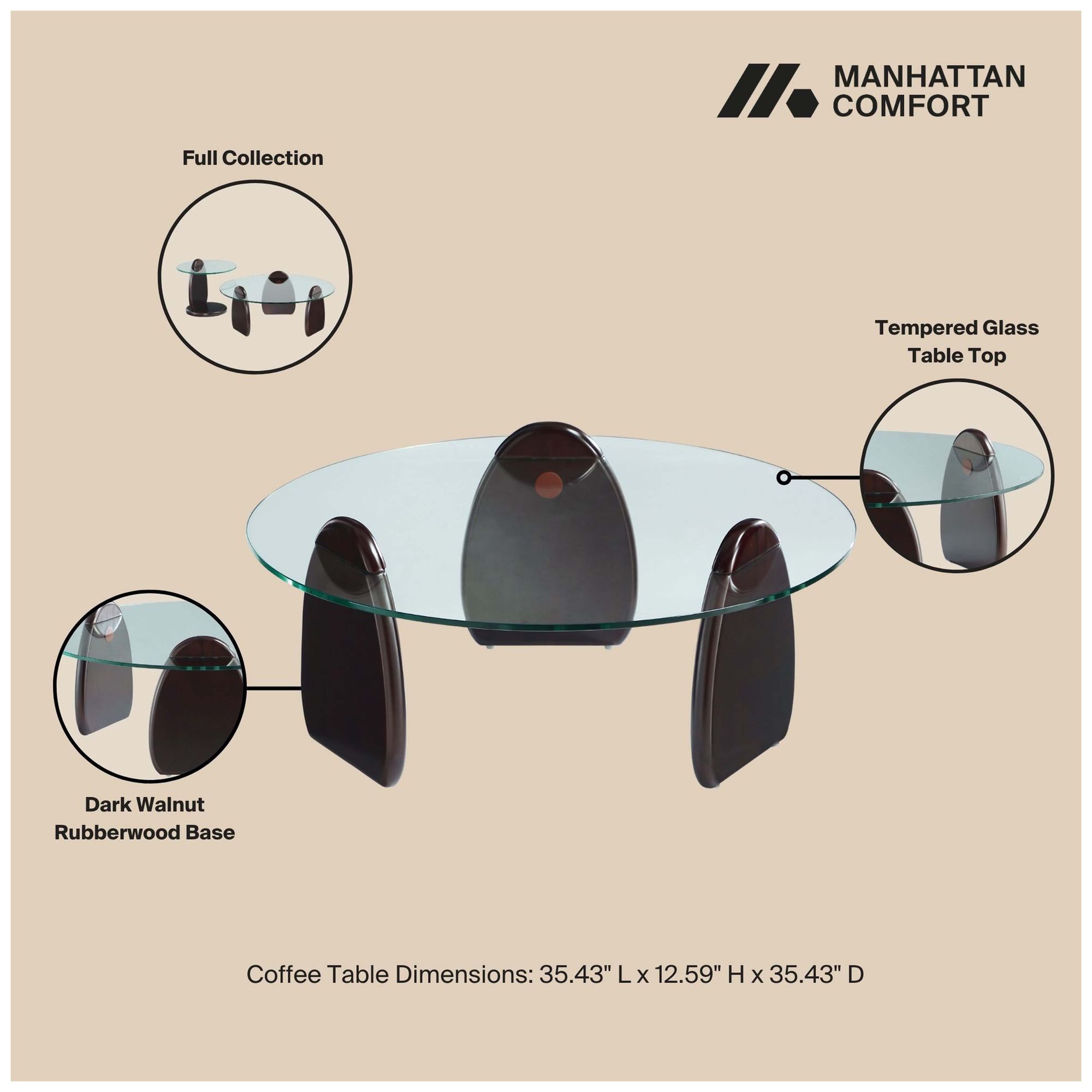 Image 4 Artesia Modern Coffee Table in Dark Walnut more views