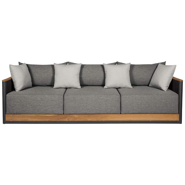 Image 1 Artesia Outdoor Patio Sofa in Teak Wood, Rope and Dark Gray Olefin Cushions