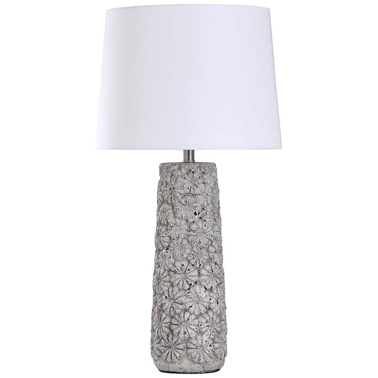 Image 1 Arther Light Gray Concrete Stone Flower Motif Table Lamp
