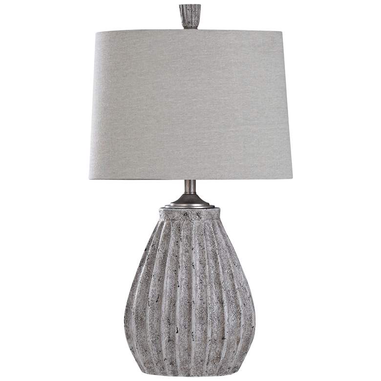 Image 1 Arther Stone Gray Stone Ribbed Table Lamp