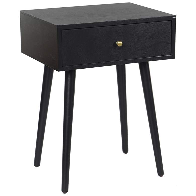 Image 1 Arthur 23.5" High Black Side Table with One Drawer