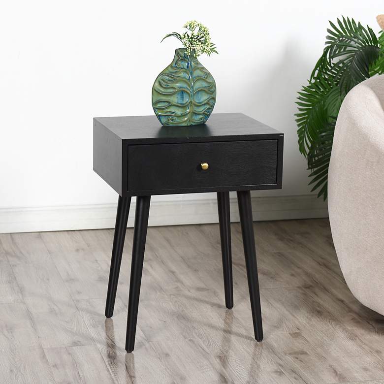 Image 1 Arthur 23.5" High Black Side Table with One Drawer