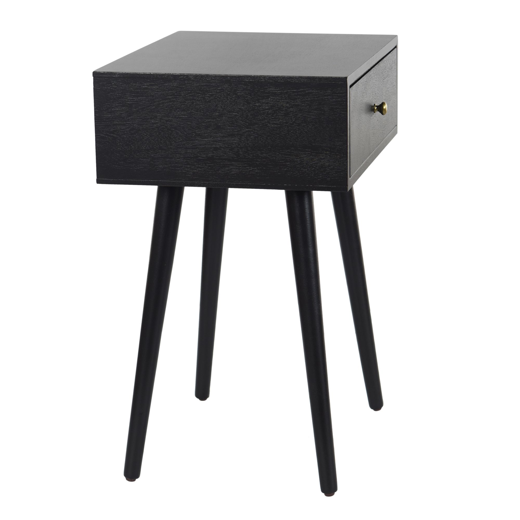 Image 3 Arthur 23.5" High Black Side Table with One Drawer more views