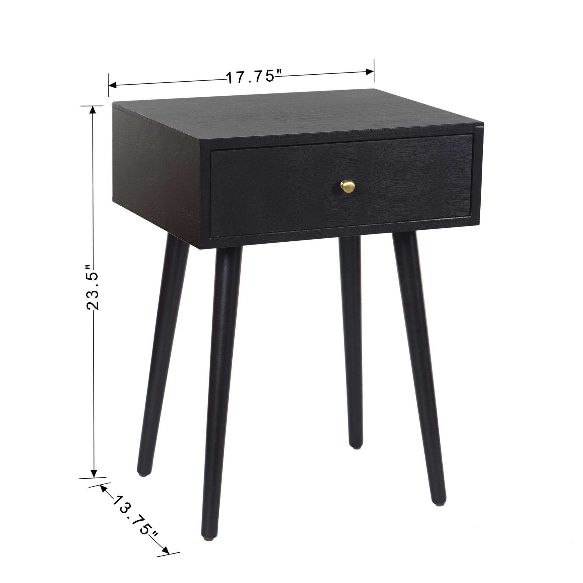 Arthur 23.5" High Black Side Table with One Drawer