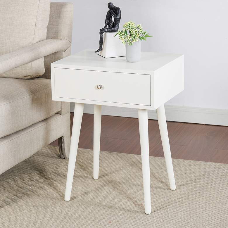 Image 1 Arthur 23.5" High Farmhouse White Side Table with One Drawer