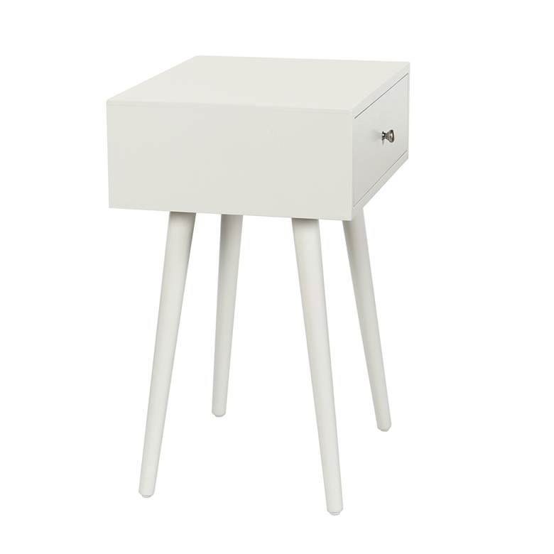 Image 3 Arthur 23.5" High Farmhouse White Side Table with One Drawer more views