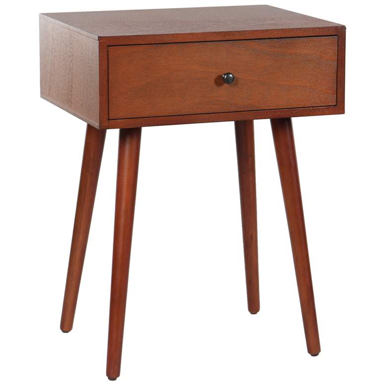 Image 1 Arthur 23.5" High Light Walnut Side Table with One Drawer