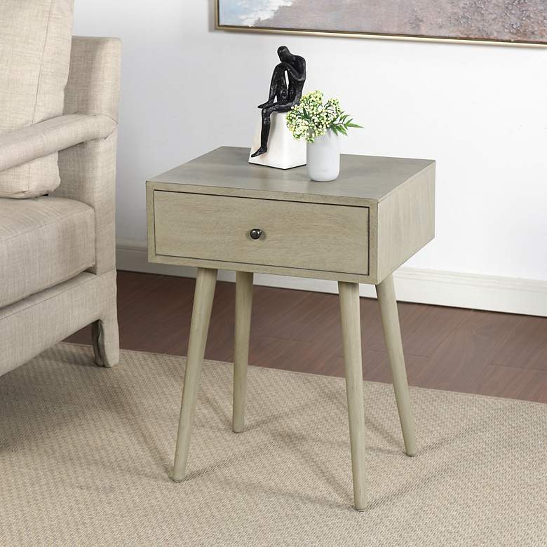 Image 1 Arthur 23.5" High Restoration Gray Side Table with One Drawer