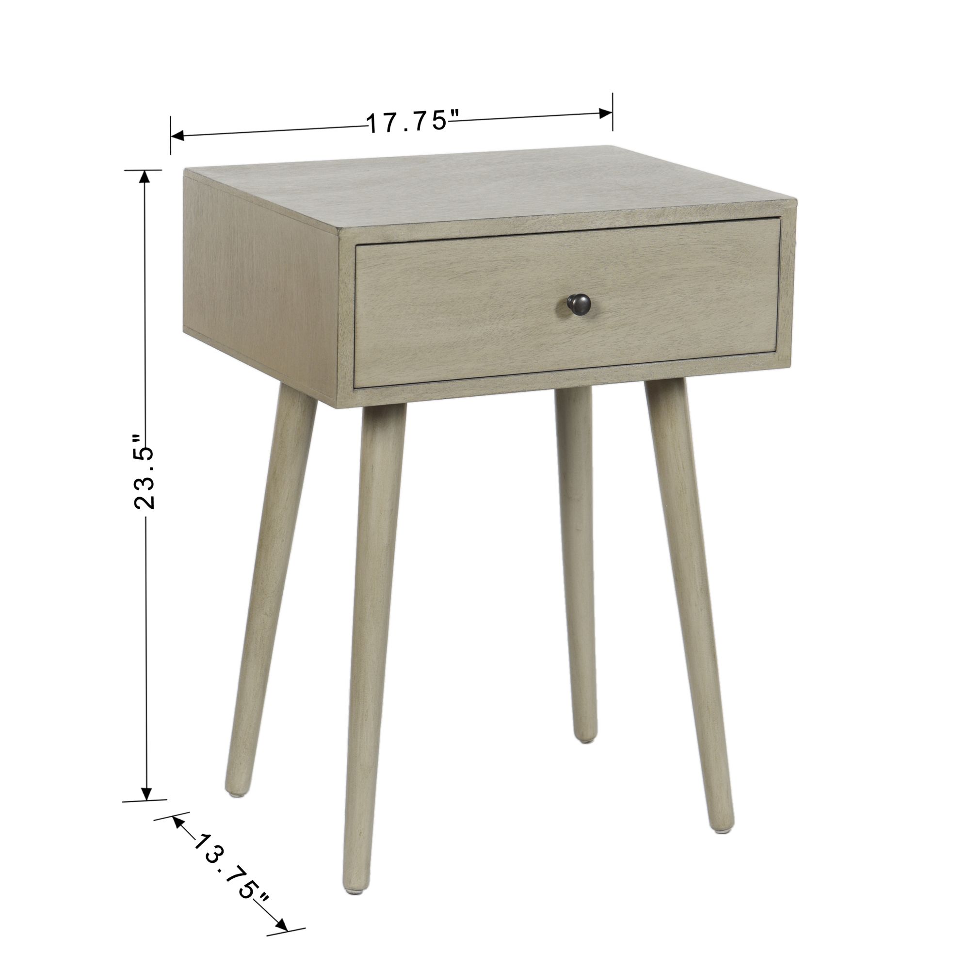 Arthur 23.5" High Restoration Gray Side Table with One Drawer