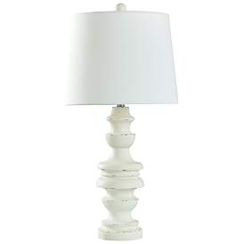 Image1 of Arthur 30" High Distressed White Table Lamp With White Shade