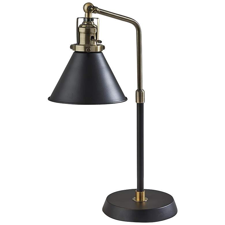 Image 1 Arthur Black and Antique Brass Desk Lamp