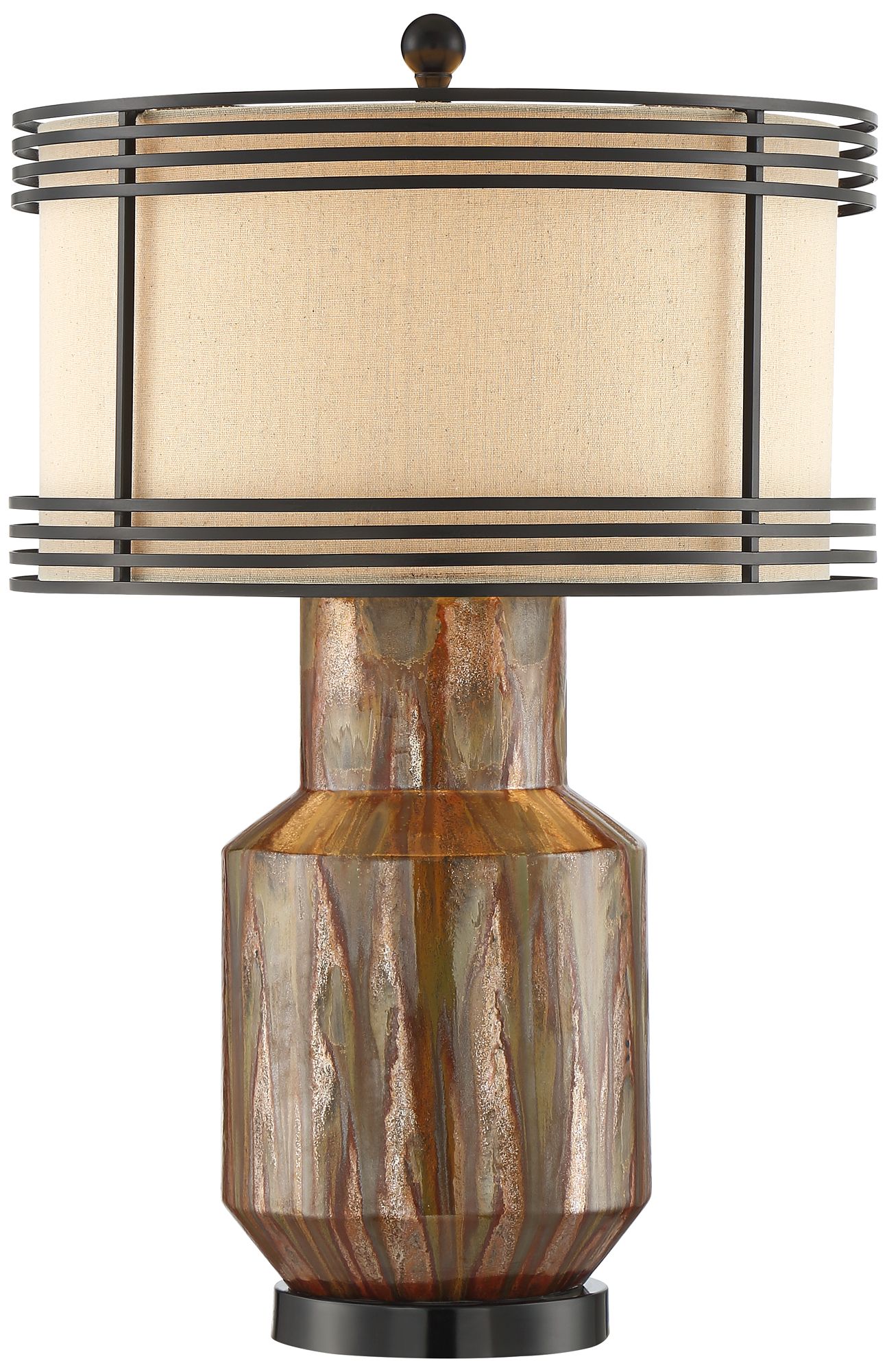 Arthur Copper Ceramic Double Shade Table Lamp With USB Dimmer