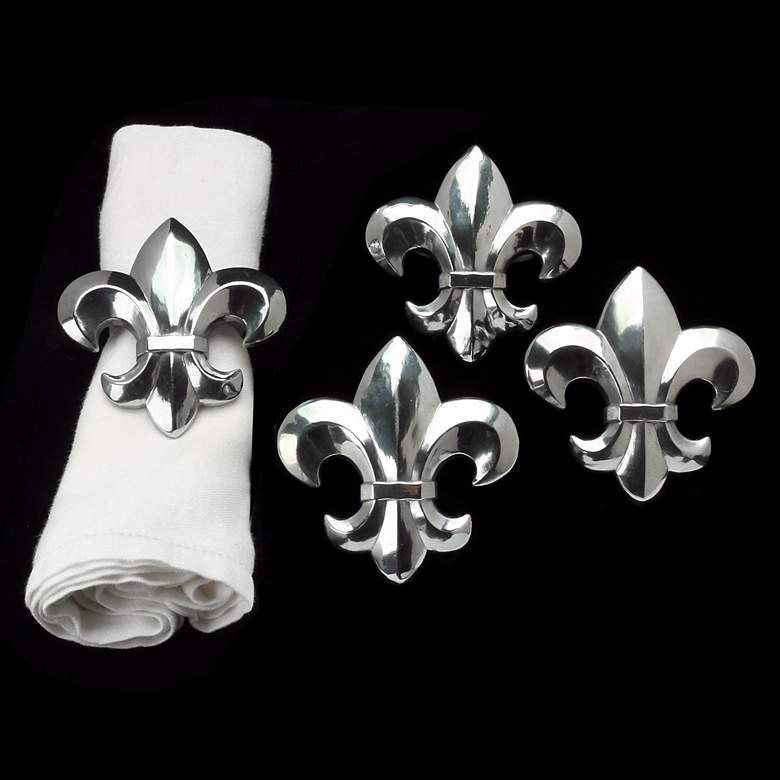 Image 1 Arthur Court French Lily Set of 4 Silver Napkin Rings