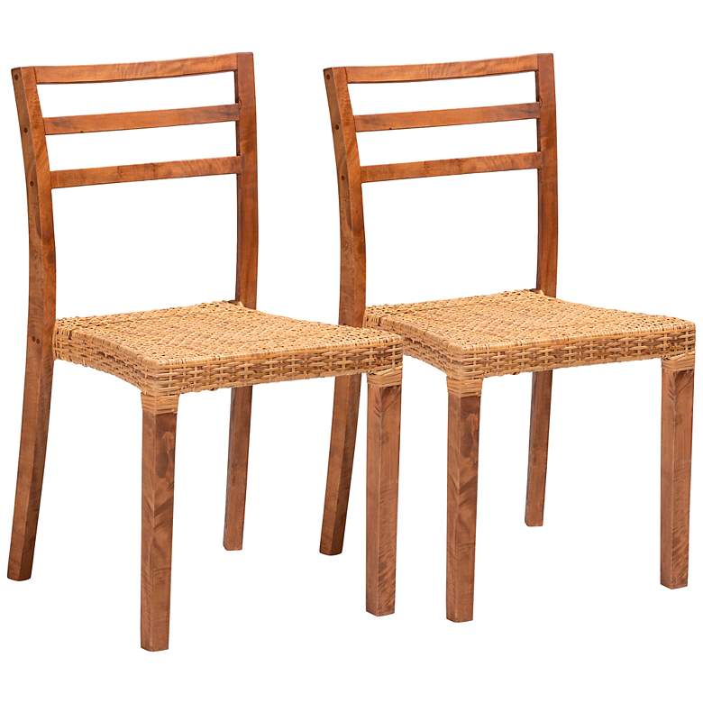 Image 2 Arthur Natural Walnut Brown Dining Chairs Set of 2